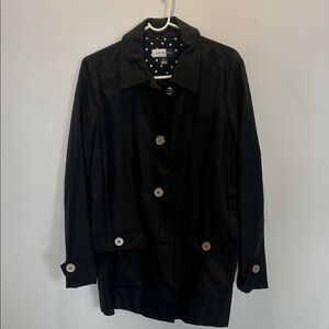 Jones New York Black Trench Coat with Button Accents